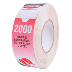 Rollo de números para expendedora Rollo de números para expendedora